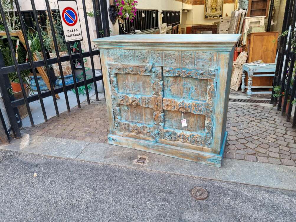 Credenza azzurra -blu con porte old - immagine 4