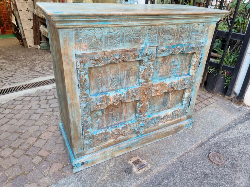 Credenza azzurra -blu con porte old - immagine 5