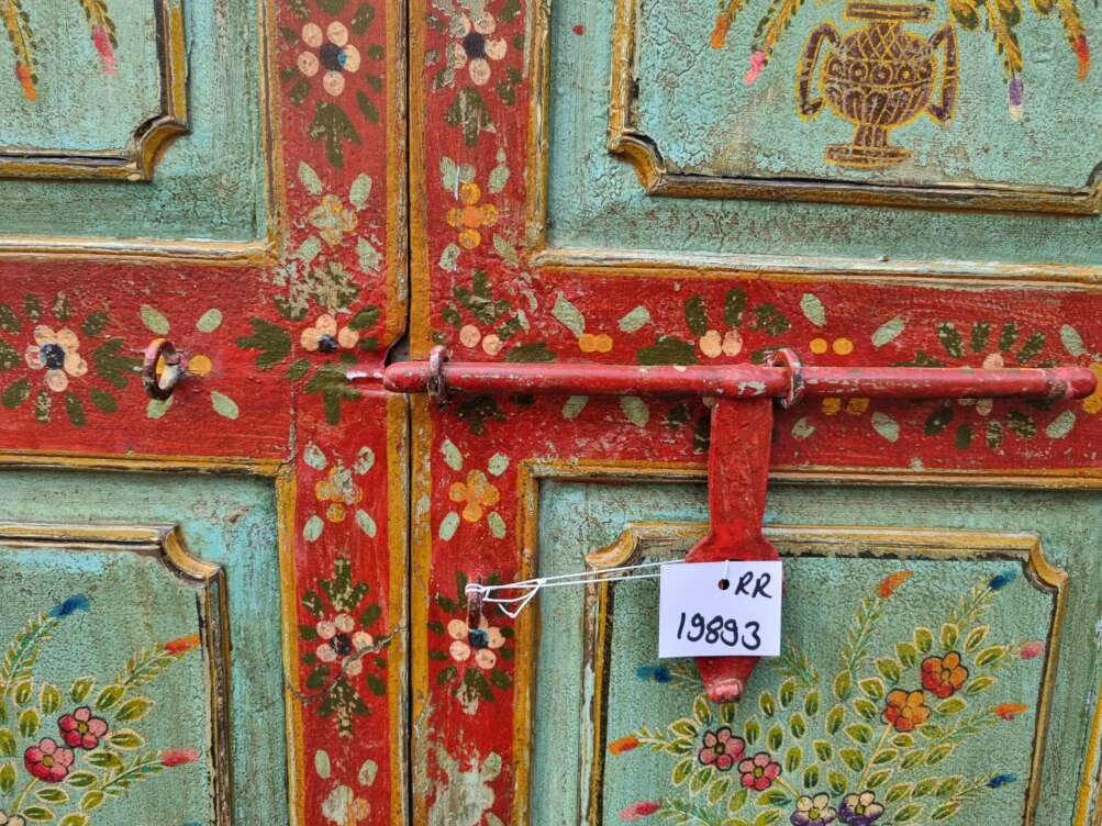Porta in legno dipinta con motivi floreali - immagine 8