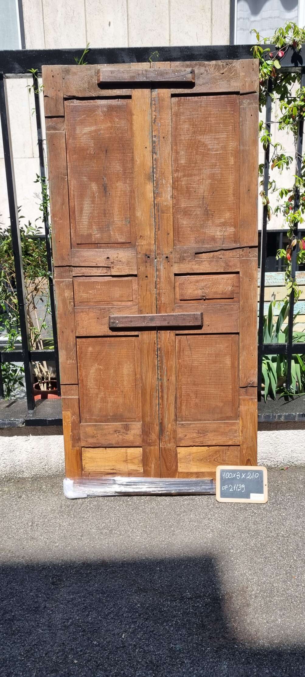 Antica porta rustico in teak grezzo - immagine 7