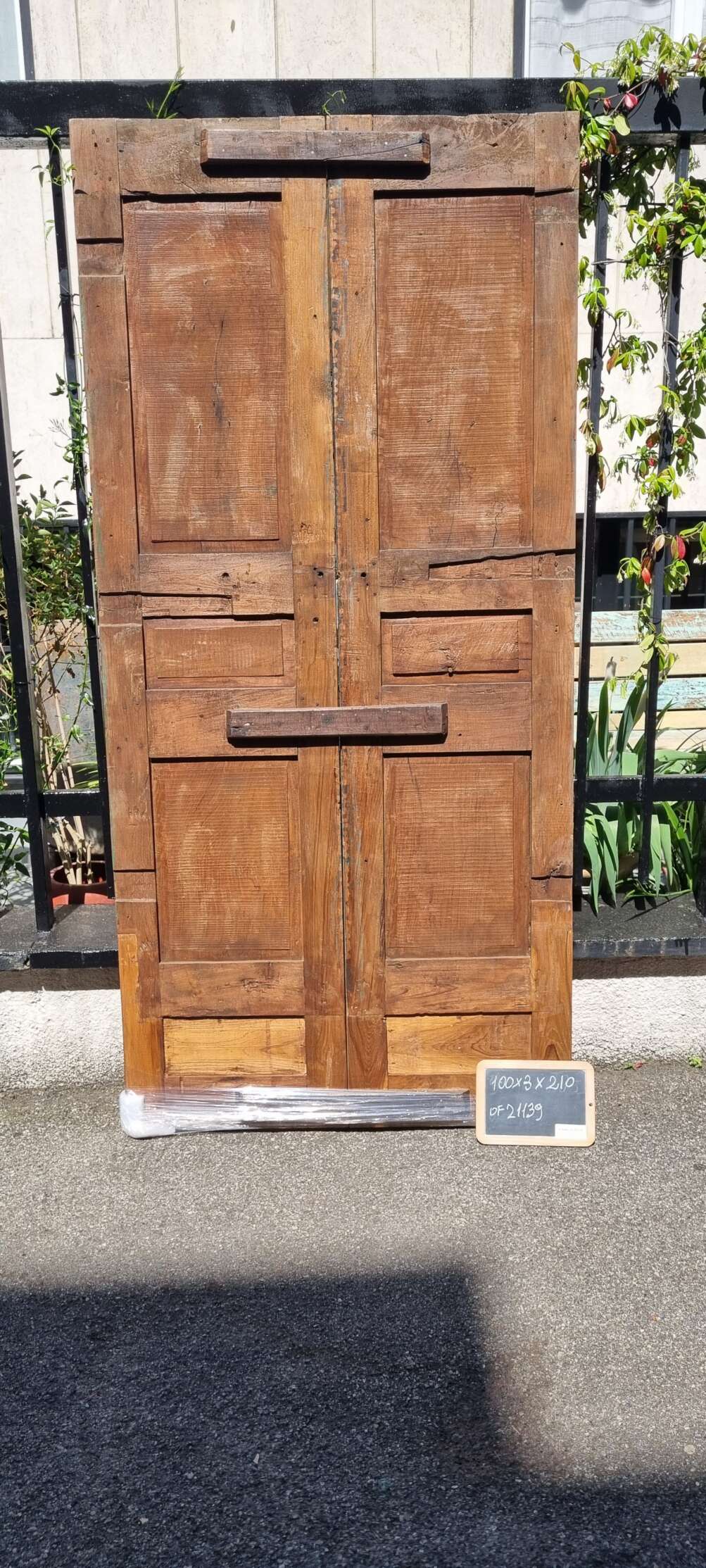 Antica porta rustico in teak grezzo - immagine 10