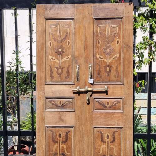 Antica porta rustico in teak grezzo