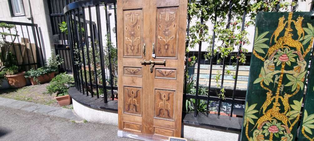 Antica porta rustico in teak grezzo - immagine 6