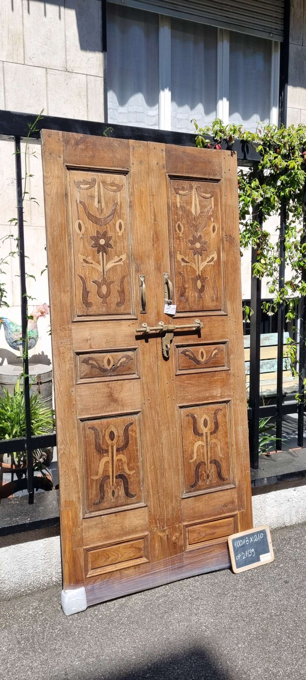 Antica porta rustico in teak grezzo - immagine 5