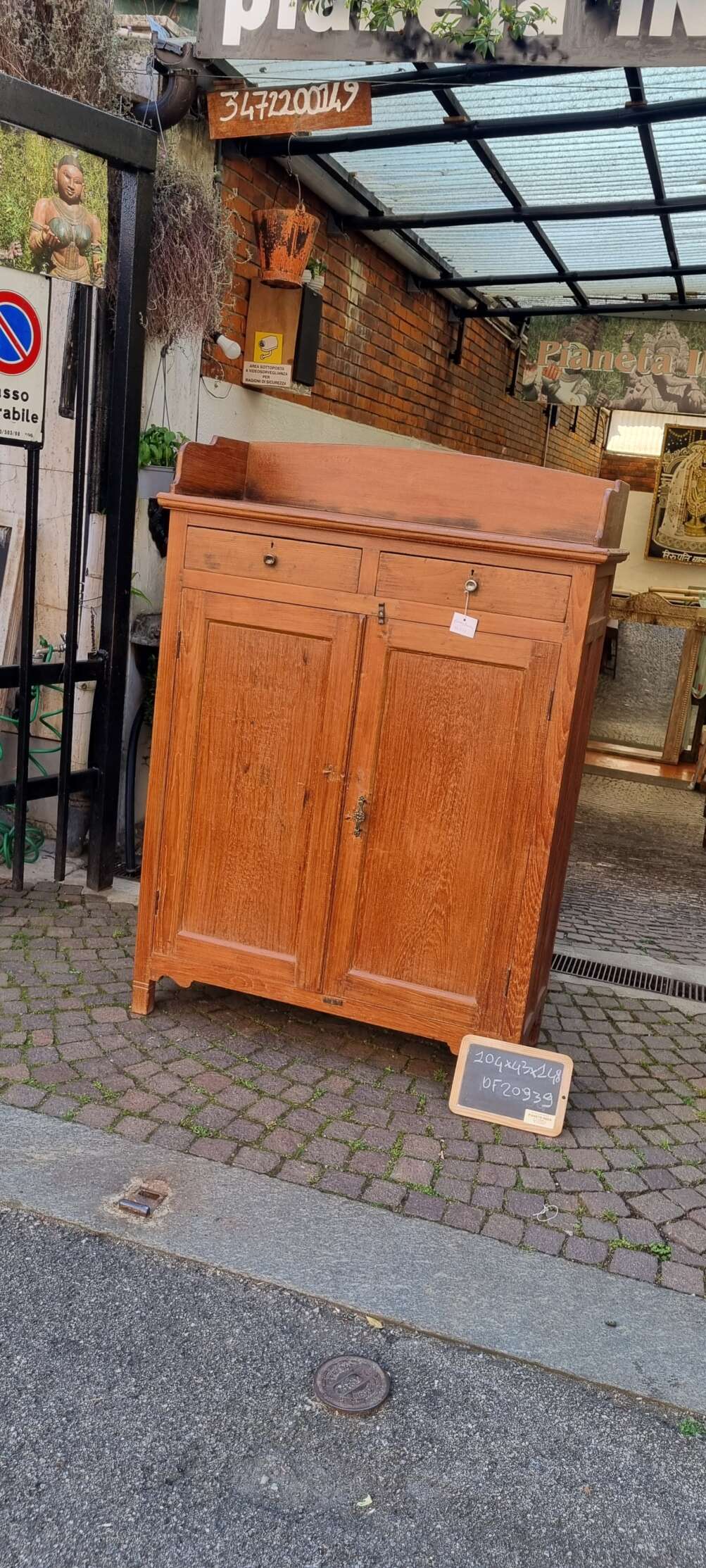Credenza alta teak con alzata - immagine 14