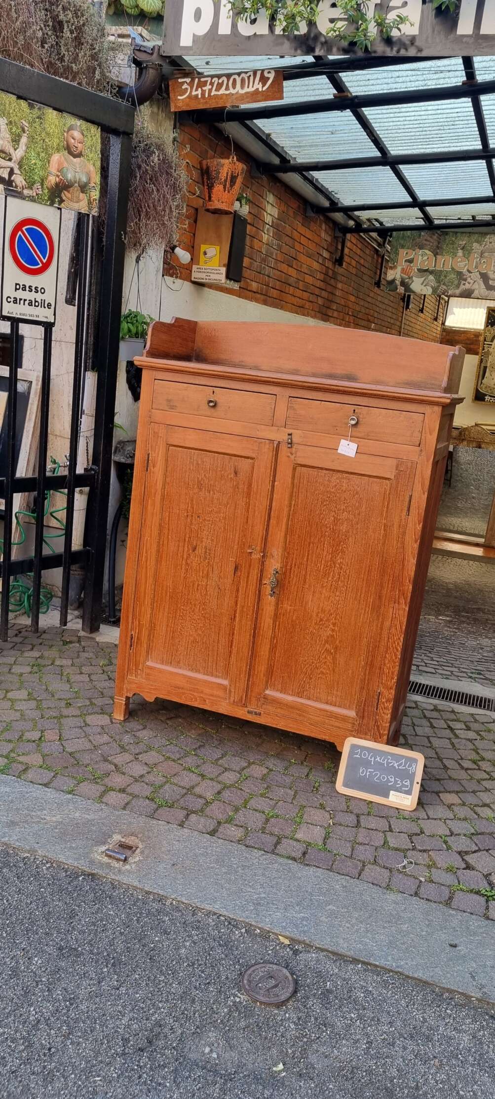 Credenza alta teak con alzata - immagine 9