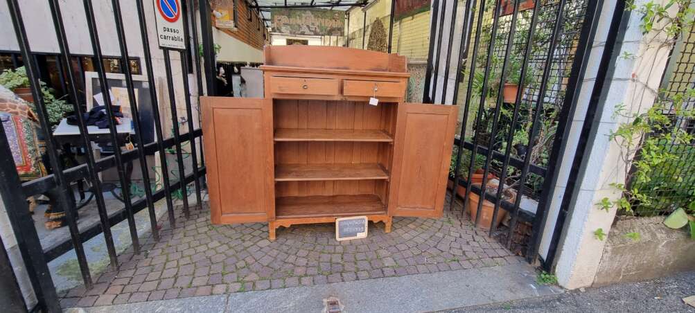 Credenza alta teak con alzata - immagine 12