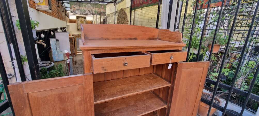 Credenza alta teak con alzata - immagine 6