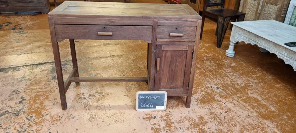 Scrivania teak con cassetti e anta laterale - immagine 9