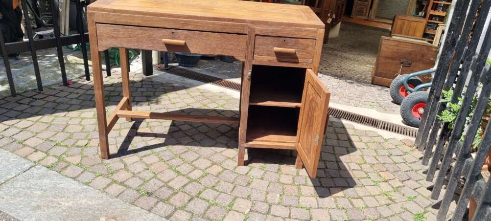 Scrivania teak con cassetti e anta laterale - immagine 8
