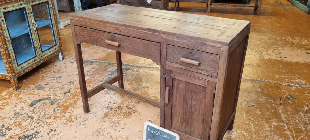 Scrivania teak con cassetti e anta laterale - immagine 5