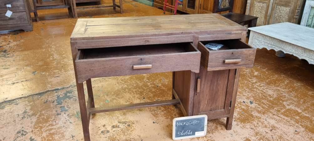 Scrivania teak con cassetti e anta laterale - immagine 6