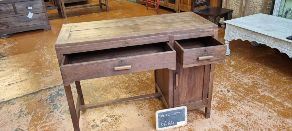 Scrivania teak con cassetti e anta laterale - immagine 4