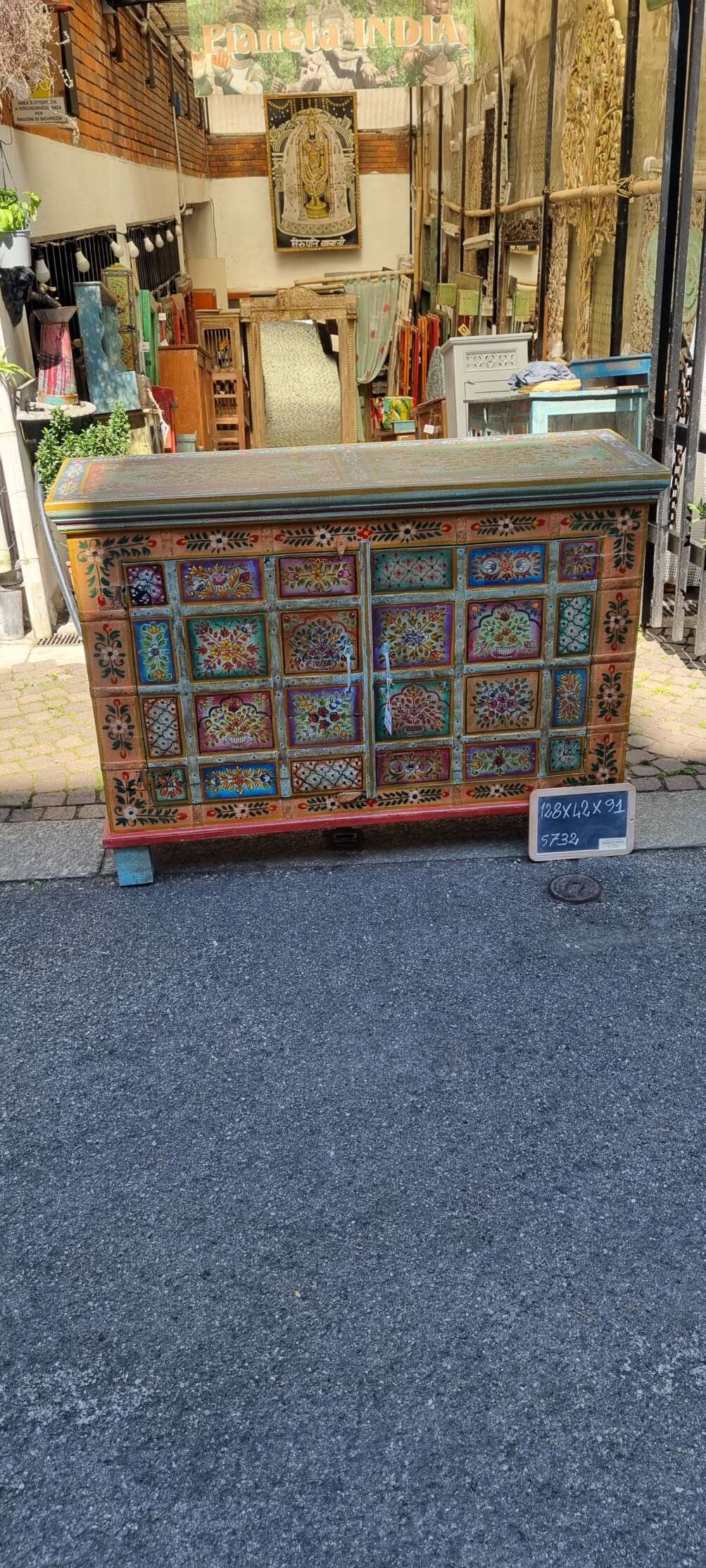 Credenza patchwork floreale intarsiata - immagine 5