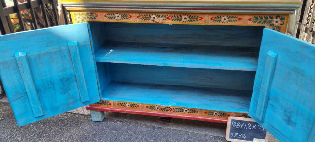 Credenza patchwork floreale intarsiata - immagine 11