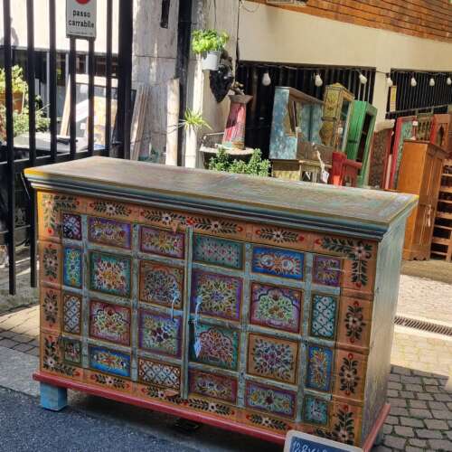 Credenza patchwork floreale intarsiata