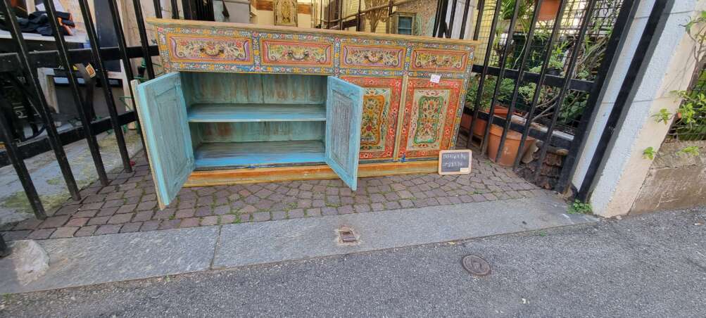Credenza indiana floreale dipinta a mano - immagine 2