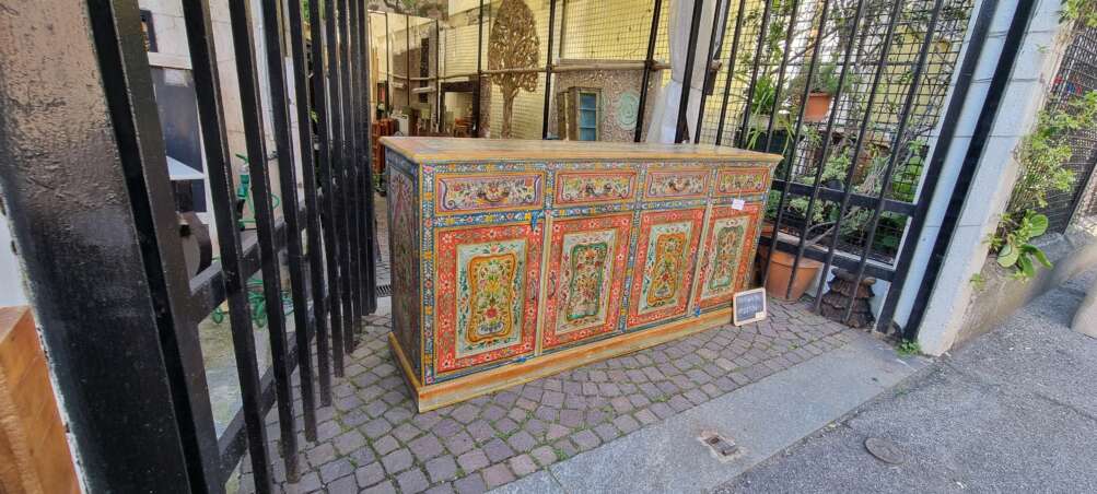 Credenza indiana floreale dipinta a mano - immagine 11