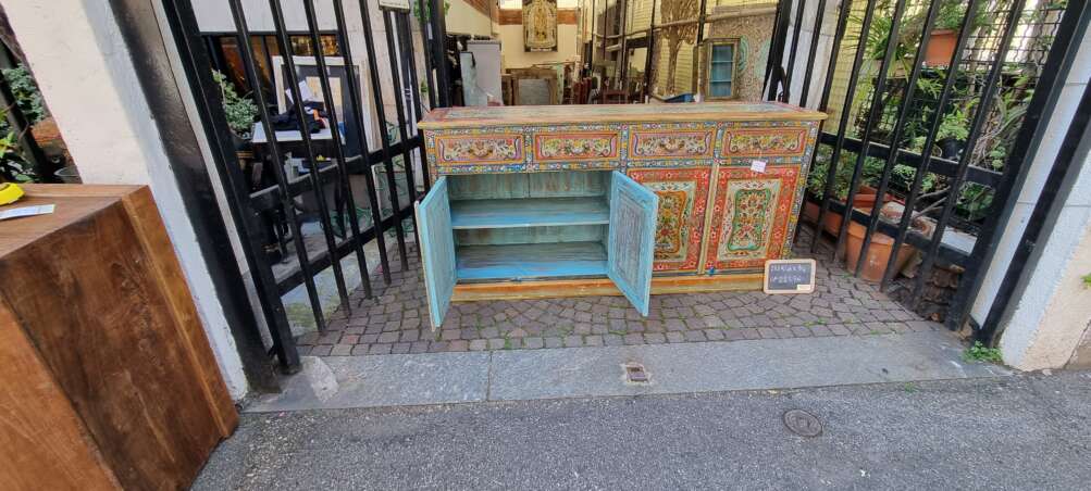 Credenza indiana floreale dipinta a mano - immagine 7