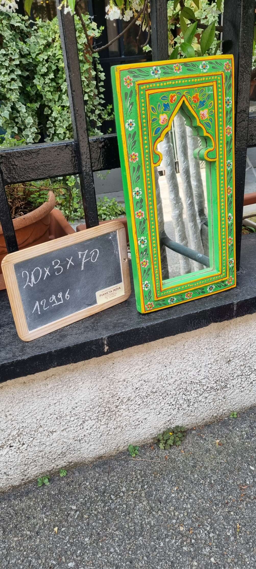 Specchietto da parete con cornice decorata verde - immagine 4