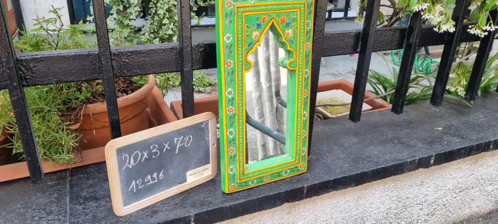 Specchietto da parete con cornice decorata verde - immagine 5