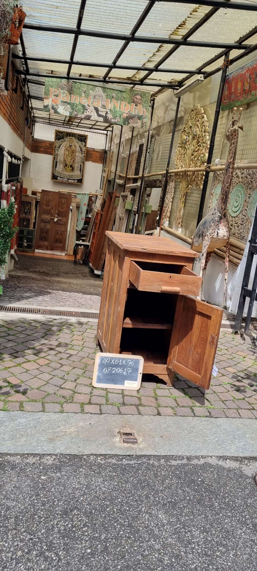 Mobile ad un'anta con cassetto in teak - immagine 5