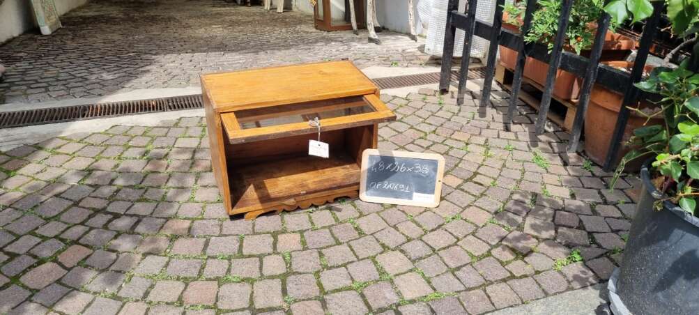 Mobiletto pensile Vintage in Teak con Anta a Vetro - immagine 9
