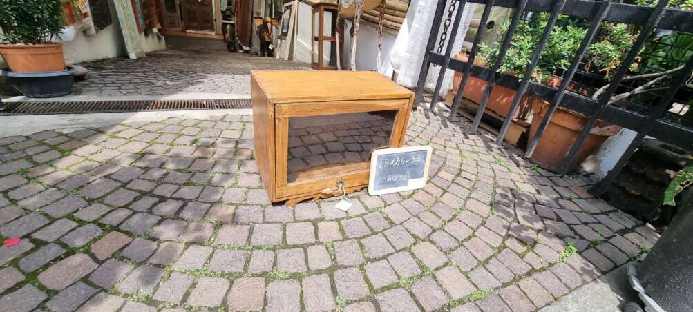 Mobiletto pensile Vintage in Teak con Anta a Vetro