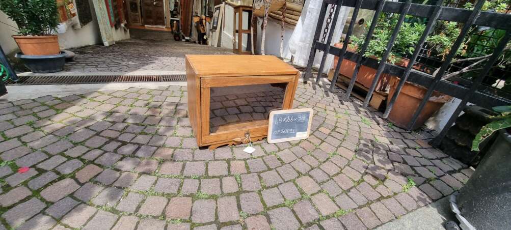 Mobiletto pensile Vintage in Teak con Anta a Vetro - immagine 7