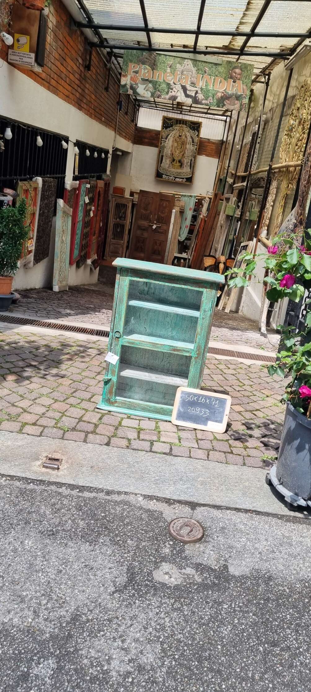 Scaffale pensile verde decapato - immagine 6