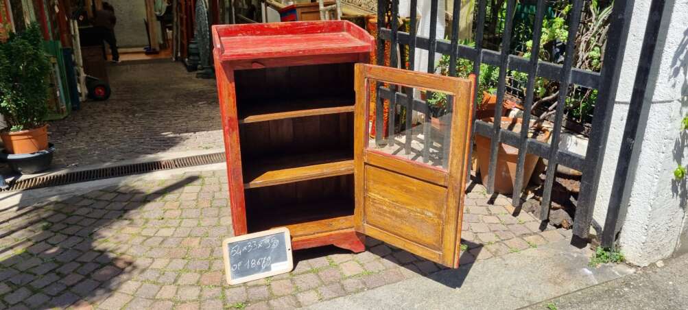 Mobiletto rosso con anta e vetro - immagine 9