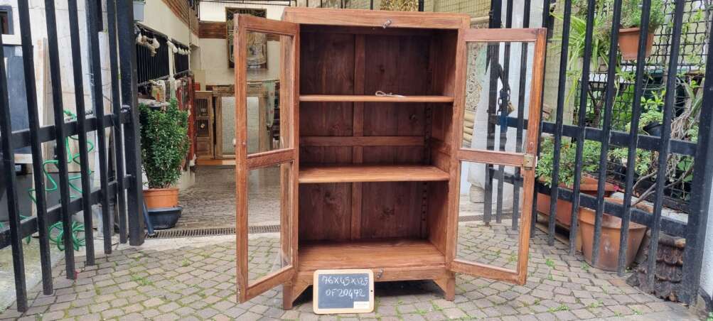 Vetrina rustica in teak a due ante - immagine 5