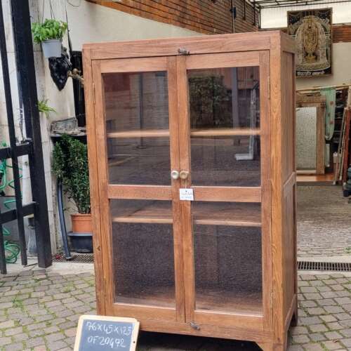 Vetrina rustica in teak a due ante