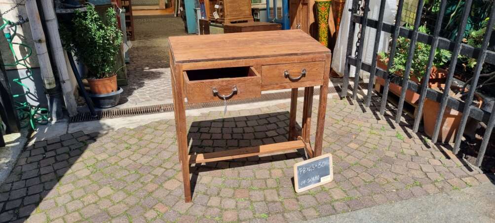 Scrivania teak con cassetti e traversa - immagine 12