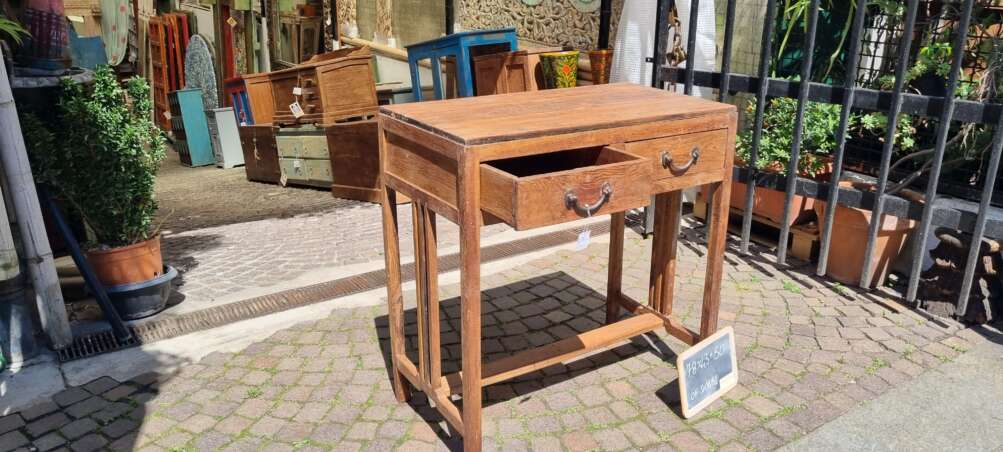 Scrivania teak con cassetti e traversa - immagine 15