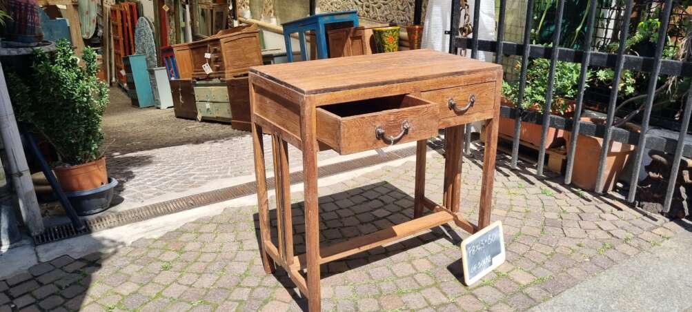 Scrivania teak con cassetti e traversa - immagine 14