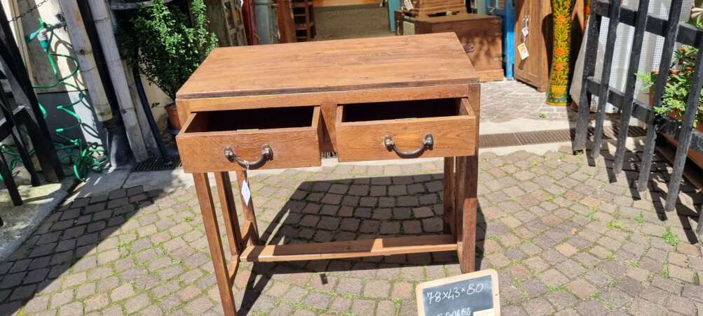 Scrivania teak con cassetti e traversa - immagine 16