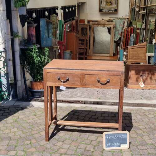 Scrivania teak con cassetti e traversa
