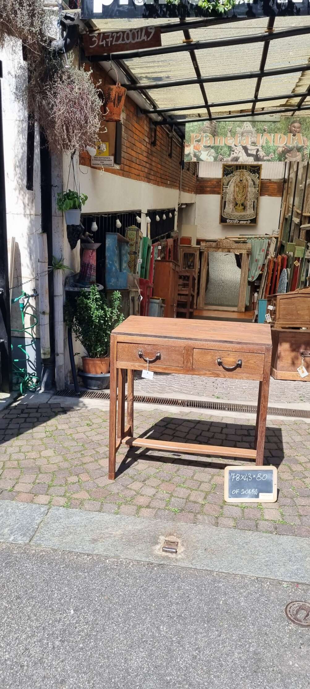 Scrivania teak con cassetti e traversa - immagine 5