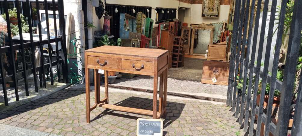 Scrivania teak con cassetti e traversa - immagine 3