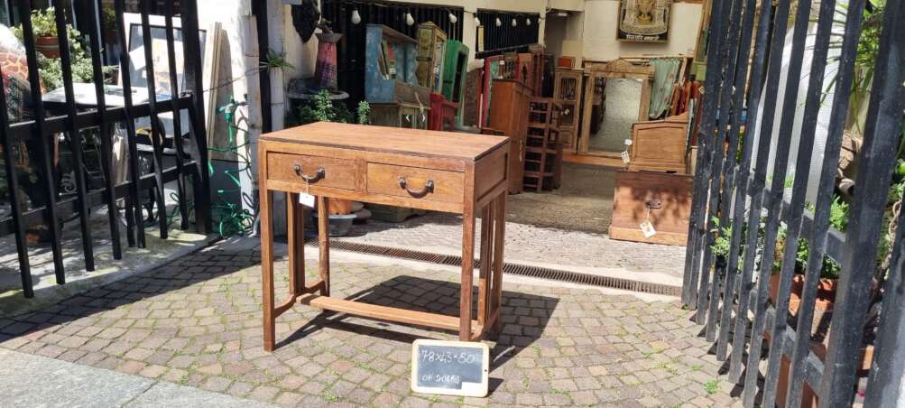 Scrivania teak con cassetti e traversa - immagine 8