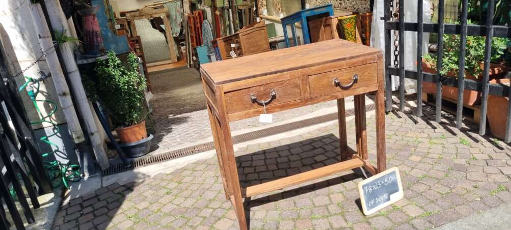 Scrivania teak con cassetti e traversa - immagine 7