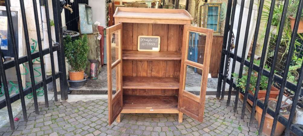 Vetrinetta in teak naturale con ante a vetro - immagine 7