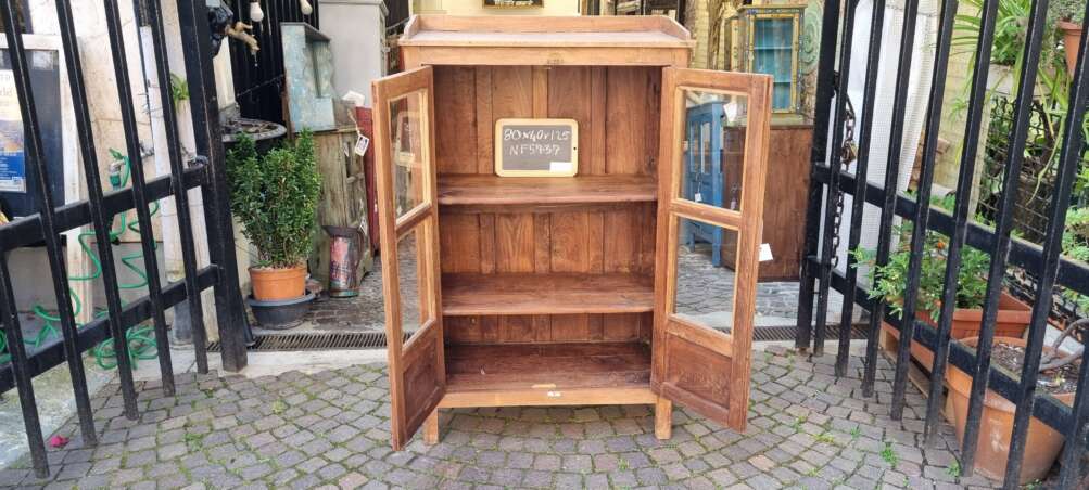 Vetrinetta in teak naturale con ante a vetro - immagine 6