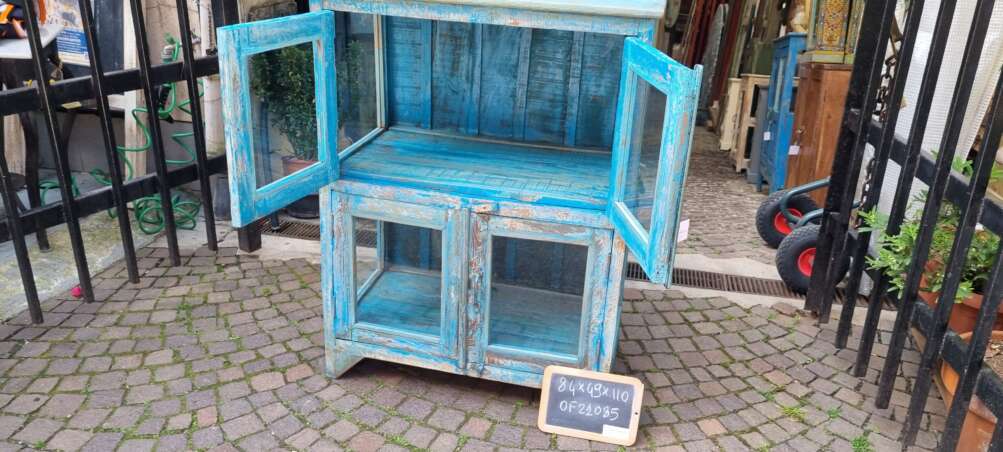 Vetrinetta vintage azzurra decapata - immagine 10
