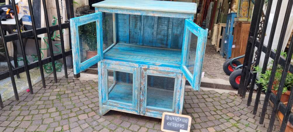 Vetrinetta vintage azzurra decapata - immagine 9