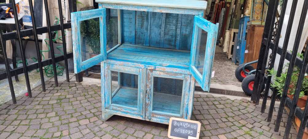 Vetrinetta vintage azzurra decapata - immagine 6