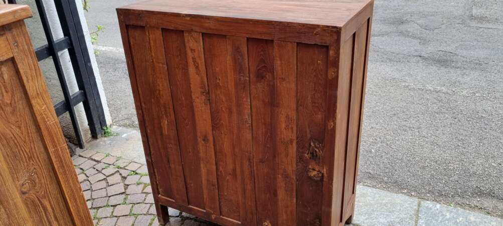 Cassettiera a sei cassetti in teak con maniglie metalliche - immagine 6