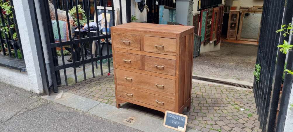 Cassettiera a sei cassetti in teak con maniglie metalliche - immagine 8