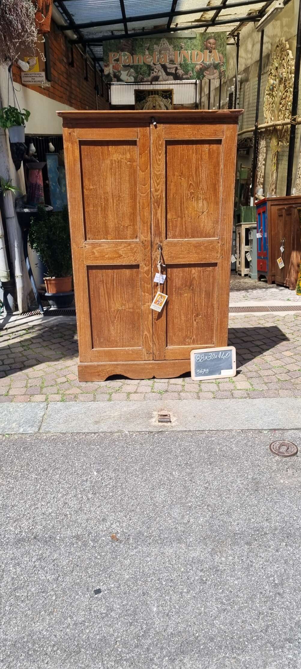 Armadio in teak scuro a due ante 88x30x140 - immagine 9